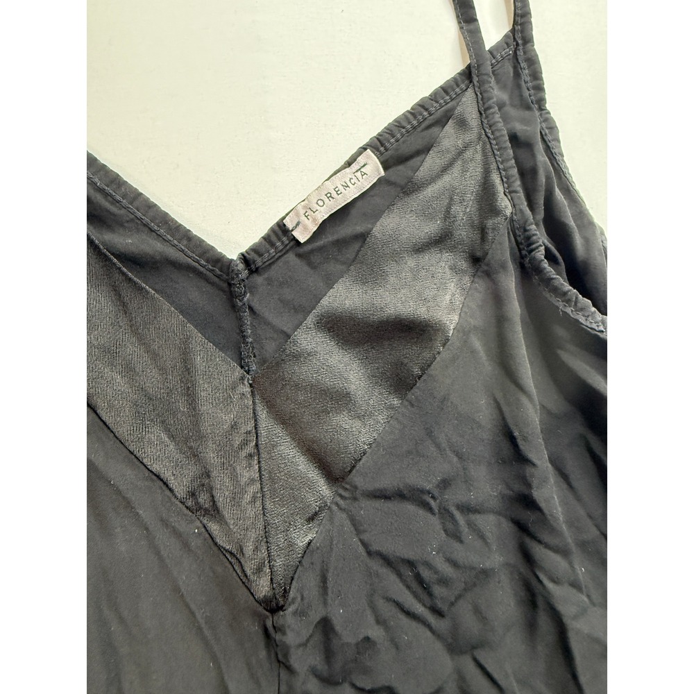 Florencia V-Neck Camisole Silk Tank Top Women Size Medium Black Spaghetti Strap - Picture 2 of 6